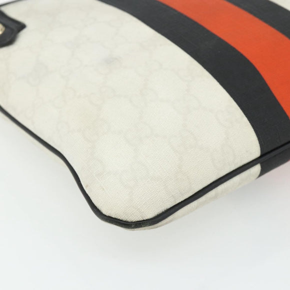 GUCCI GG Supreme Sherry Line Shoulder Bag PVC White Gold 239347 Auth 175897