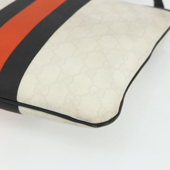 GUCCI GG Supreme Sherry Line Shoulder Bag PVC White Gold 239347 Auth 175897