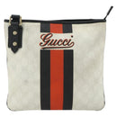 GUCCI GG Supreme Sherry Line Shoulder Bag PVC White Gold 239347 Auth 175897-13