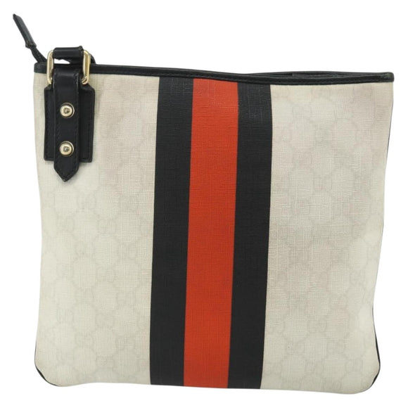 GUCCI GG Supreme Sherry Line Shoulder Bag PVC White Gold 239347 Auth 175897