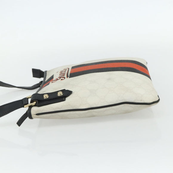 GUCCI GG Supreme Sherry Line Shoulder Bag PVC White Gold 239347 Auth 175897