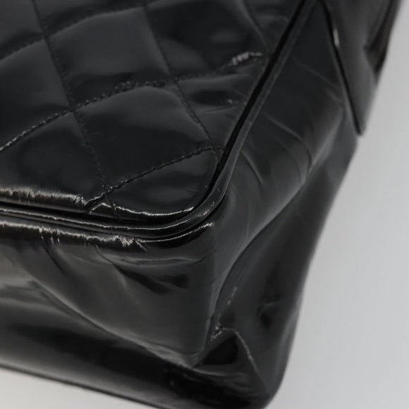 CHANEL Matelasse Chain Shoulder Bag Patent leather Black Gold CC Auth 175899