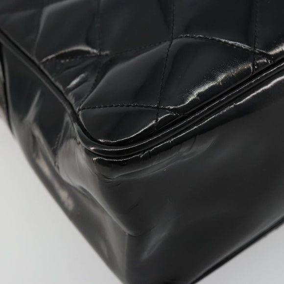 CHANEL Matelasse Chain Shoulder Bag Patent leather Black Gold CC Auth 175899