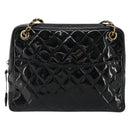 CHANEL Matelasse Chain Shoulder Bag Patent leather Black Gold CC Auth 175899-13