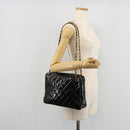 CHANEL Matelasse Chain Shoulder Bag Patent leather Black Gold CC Auth 175899-23