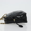 CHANEL Matelasse Chain Shoulder Bag Patent leather Black Gold CC Auth 175899-4