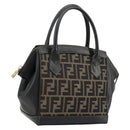 FENDI Zucca Canvas Hand Bag Brown Black Auth 175903-1