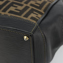 FENDI Zucca Canvas Handtasche Braun Schwarz Auth 175903-8