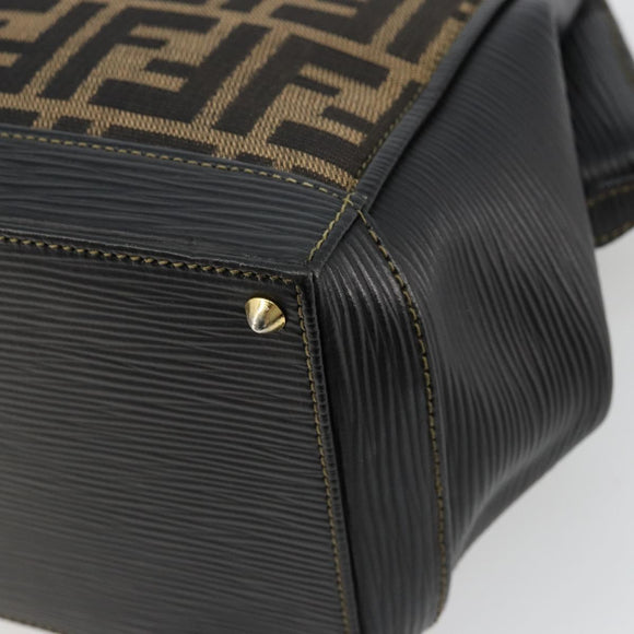 FENDI Zucca Canvas Hand Bag Brown Black Auth 175903