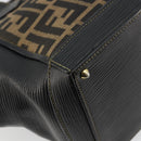 FENDI Zucca Canvas Handtasche Braun Schwarz Auth 175903-17