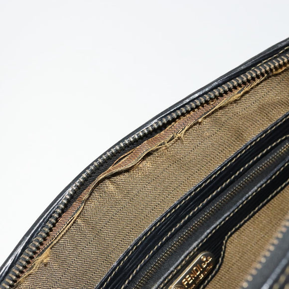 FENDI Zucca Canvas Handtasche Braun Schwarz Auth 175903