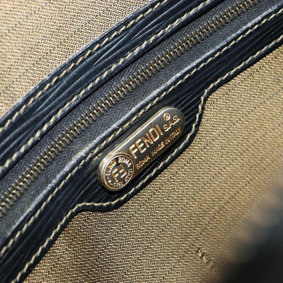 FENDI Zucca Canvas Hand Bag Brown Black Auth 175903