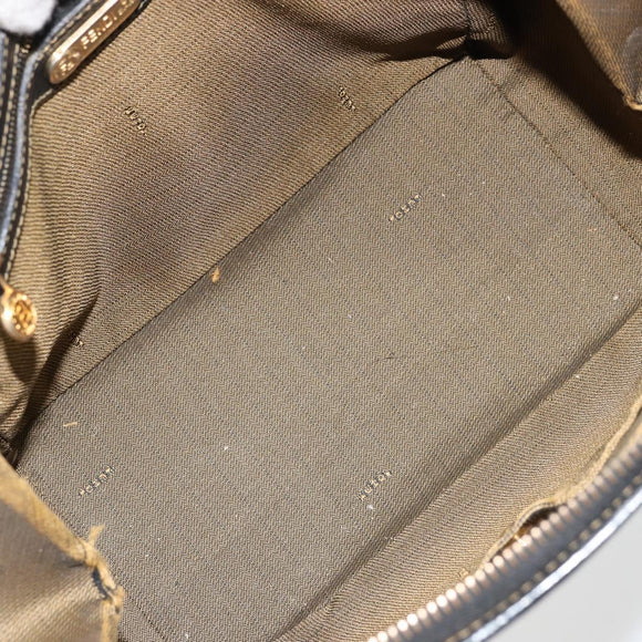 FENDI Zucca Canvas Handtasche Braun Schwarz Auth 175903