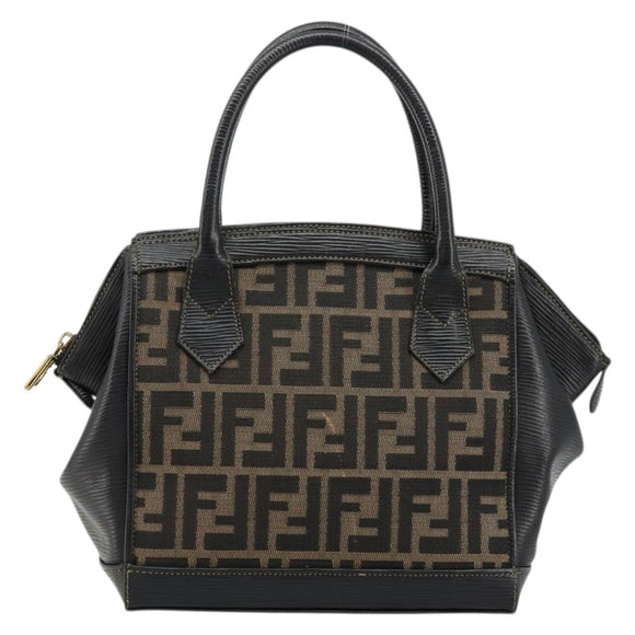 FENDI Zucca Canvas Hand Bag Brown Black Auth 175903