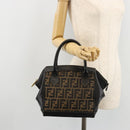 FENDI Zucca Canvas Handtasche Braun Schwarz Auth 175903-24