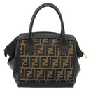 FENDI Zucca Canvas Handtasche Braun Schwarz Auth 175903-2