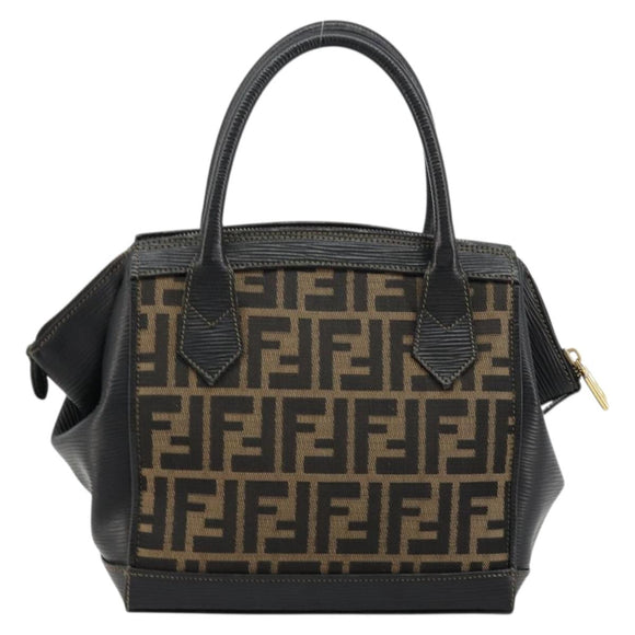 FENDI Zucca Canvas Handtasche Braun Schwarz Auth 175903