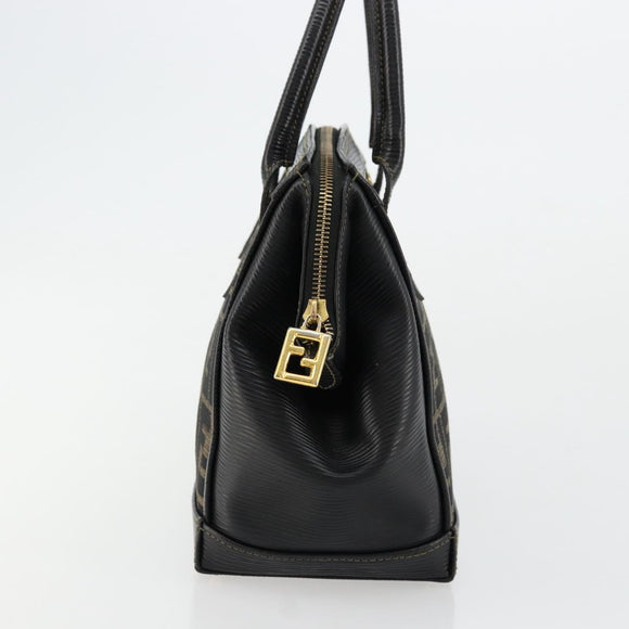 FENDI Zucca Canvas Handtasche Braun Schwarz Auth 175903