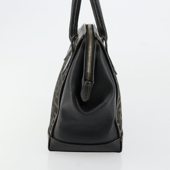 FENDI Zucca Canvas Handtasche Braun Schwarz Auth 175903