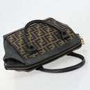 FENDI Zucca Canvas Handtasche Braun Schwarz Auth 175903-6