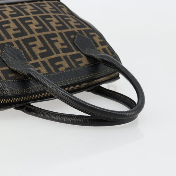 FENDI Zucca Canvas Hand Bag Brown Black Auth 175903