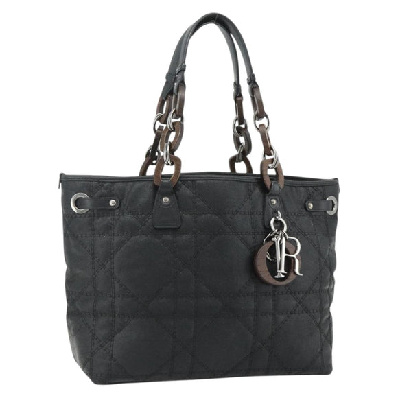 Christian Dior Canage Panarea Hand Bag Coated Canvas Black Silver Auth 175904
