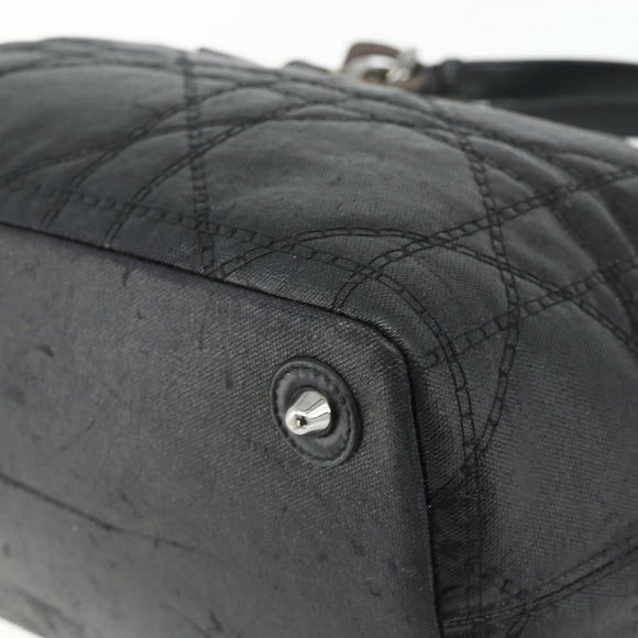 Christian Dior Canage Panarea Hand Bag Coated Canvas Black Silver Auth 175904