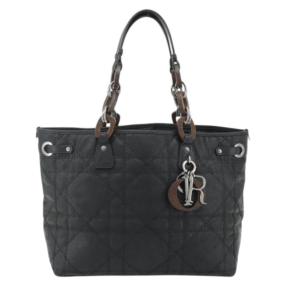 Christian Dior Canage Panarea Hand Bag Coated Canvas Black Silver Auth 175904