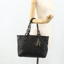 Christian Dior Canage Panarea Hand Bag Coated Canvas Black Silver Auth 175904-23