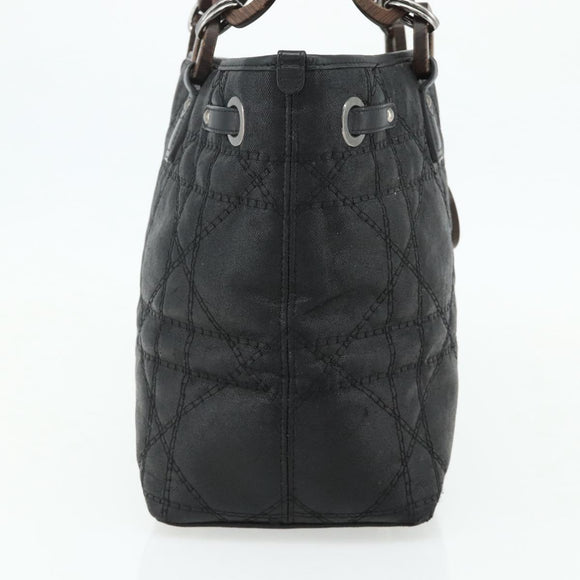 Christian Dior Canage Panarea Hand Bag Coated Canvas Black Silver Auth 175904