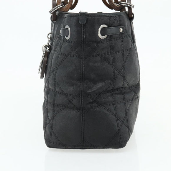 Christian Dior Canage Panarea Hand Bag Coated Canvas Black Silver Auth 175904