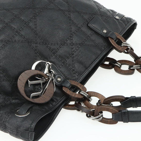 Christian Dior Canage Panarea Hand Bag Coated Canvas Black Silver Auth 175904