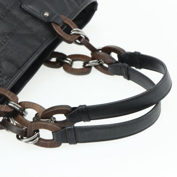 Christian Dior Canage Panarea Hand Bag Coated Canvas Black Silver Auth 175904