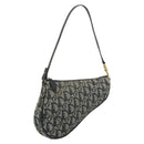 Christian Dior Trotter Canvas Saddle Pouch Navy Gold Auth 175907A-1