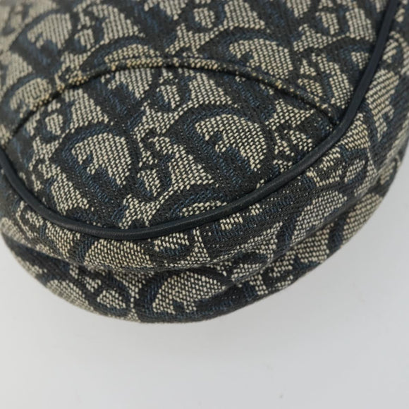 Christian Dior Trotter Canvas Saddle Pouch Navy Gold Auth 175907A