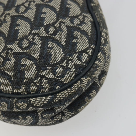 Christian Dior Trotter Canvas Saddle Pouch Navy Gold Auth 175907A