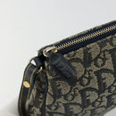 Christian Dior Trotter Canvas Saddle Pouch Navy Gold Auth 175907A-10