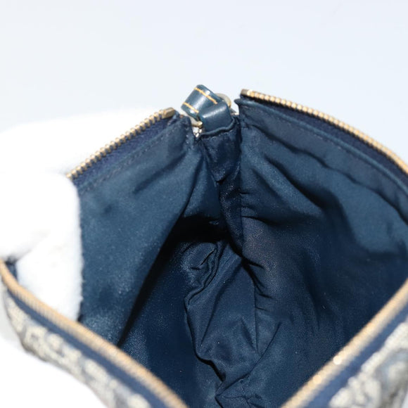 Christian Dior Trotter Canvas Saddle Pouch Navy Gold Auth 175907A