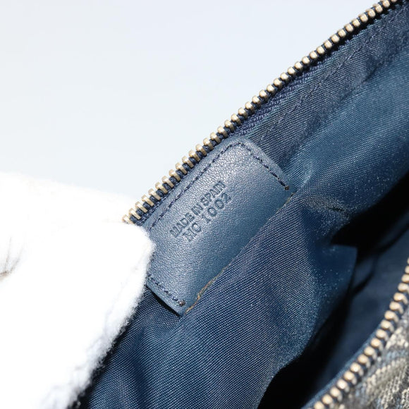Christian Dior Trotter Canvas Saddle Pouch Navy Gold Auth 175907A