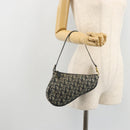 Christian Dior Trotter Canvas Saddle Pouch Navy Gold Auth 175907A-20