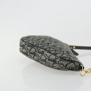 Christian Dior Trotter Canvas Saddle Pouch Navy Gold Auth 175907A-3