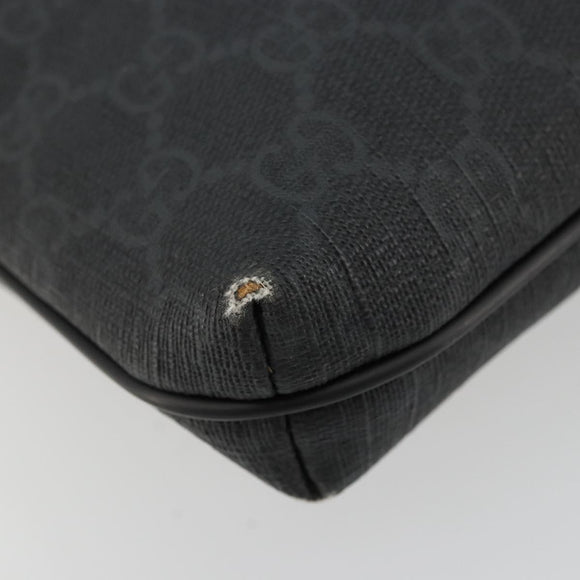 GUCCI GG Supreme Shoulder Bag PVC Black Silver 387514 Auth 175909
