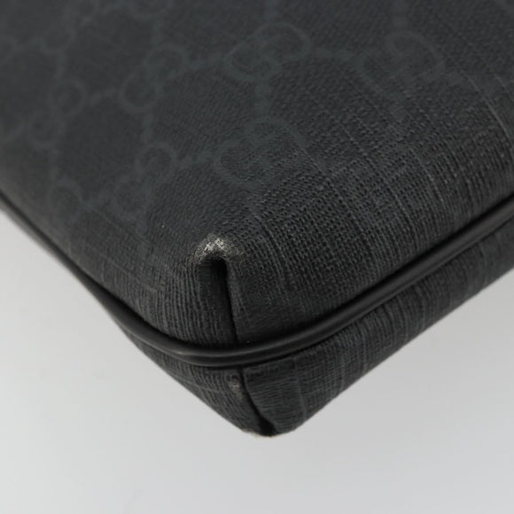 GUCCI GG Supreme Shoulder Bag PVC Black Silver 387514 Auth 175909