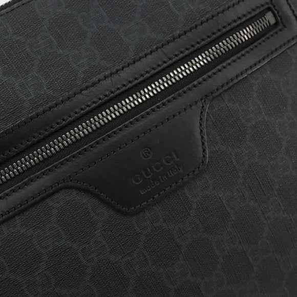 GUCCI GG Supreme Shoulder Bag PVC Black Silver 387514 Auth 175909