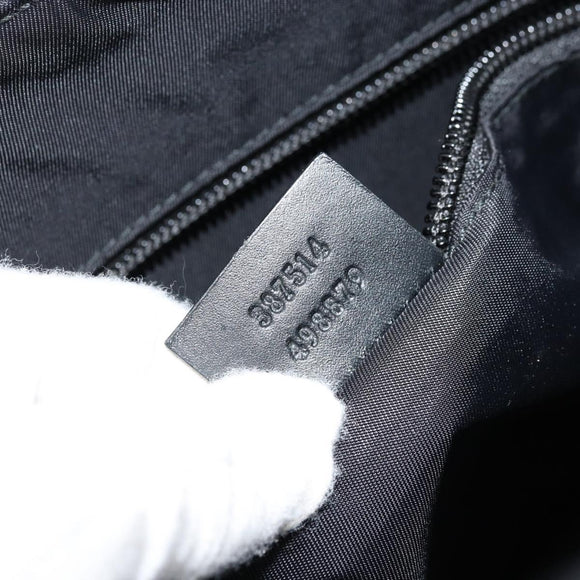 GUCCI GG Supreme Shoulder Bag PVC Black Silver 387514 Auth 175909
