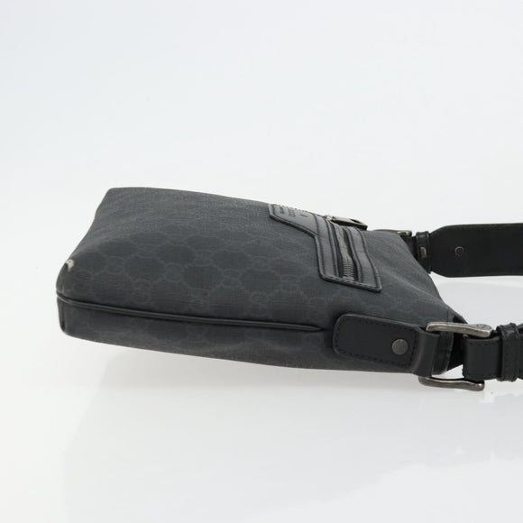 GUCCI GG Supreme Shoulder Bag PVC Black Silver 387514 Auth 175909