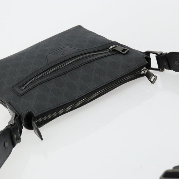 GUCCI GG Supreme Shoulder Bag PVC Black Silver 387514 Auth 175909