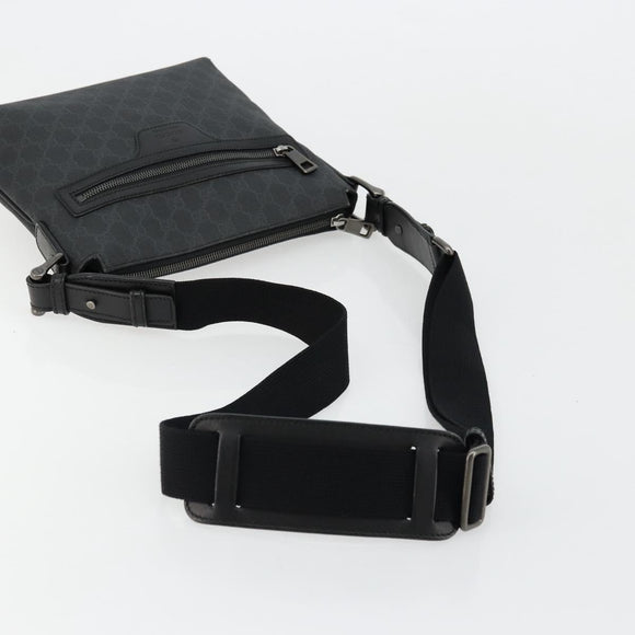 GUCCI GG Supreme Shoulder Bag PVC Black Silver 387514 Auth 175909