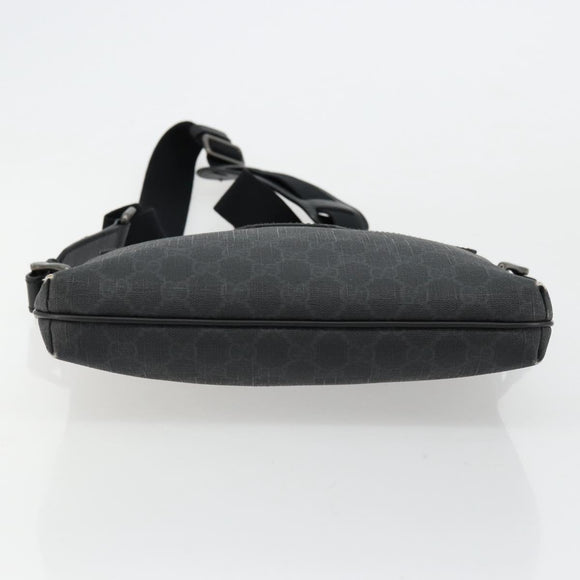 GUCCI GG Supreme Shoulder Bag PVC Black Silver 387514 Auth 175909