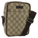 GUCCI GG Supreme Shoulder Bag PVC Beige Silver 122754 Auth 175918A-1